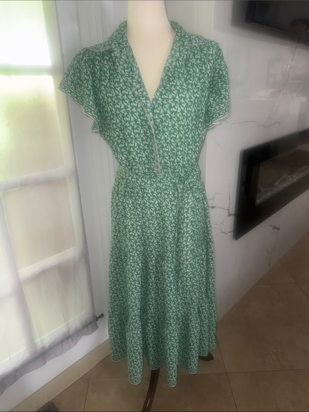 Max Studio Green Floral Wrap-Effect Midi Dress